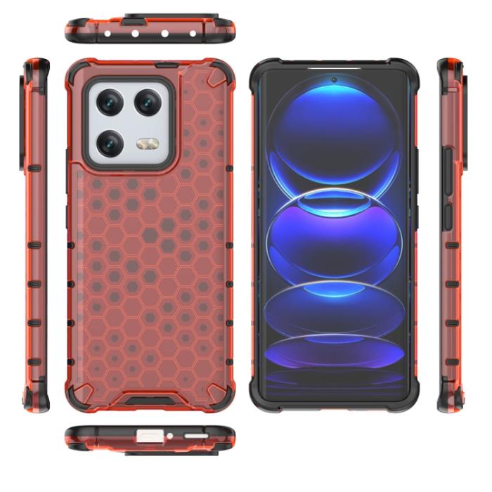 Bild 4, Xiaomi 13 Pro 5G Skal Shockproof Honeycomb Textur Röd
