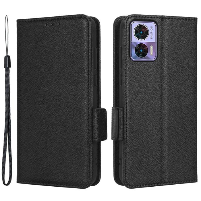 Bild 1, Motorola Edge 30 Neo Fodral Litchi Textur Svart