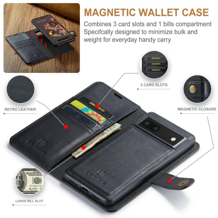 Bild 4, DG.MING Google Pixel 7 2in1 Magnet Fodral / Skal Svart