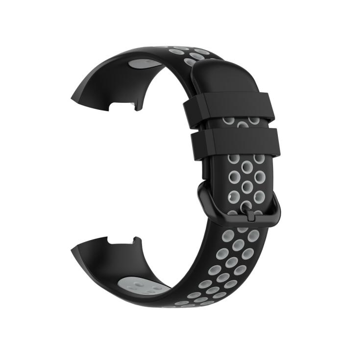 Bild 4, Fitbit Charge 4/3 Silikon Träningsarmband Svart/Grå