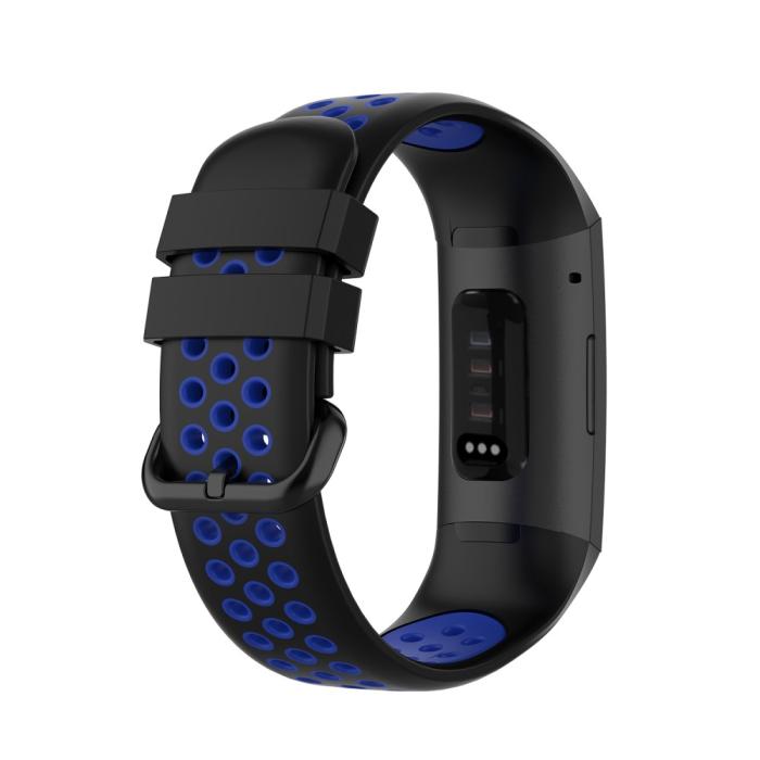 Bild 2, Fitbit Charge 4/3 Silikon Träningsarmband Svart/Blå