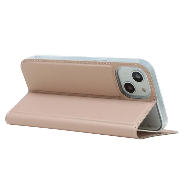 Bild 4, iPhone 13 Mini - Skin Touch Flip Fodral - Roséguld