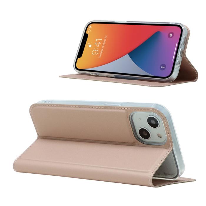 Bild 6, iPhone 13 Mini - Skin Touch Flip Fodral - Roséguld