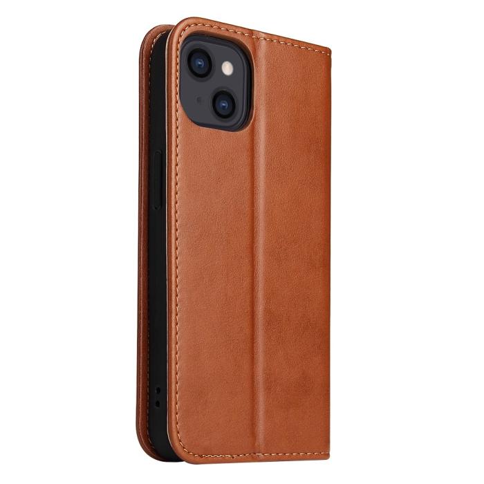 Bild 3, iPhone 13 Mini - Läder Flip Fodral - Brun