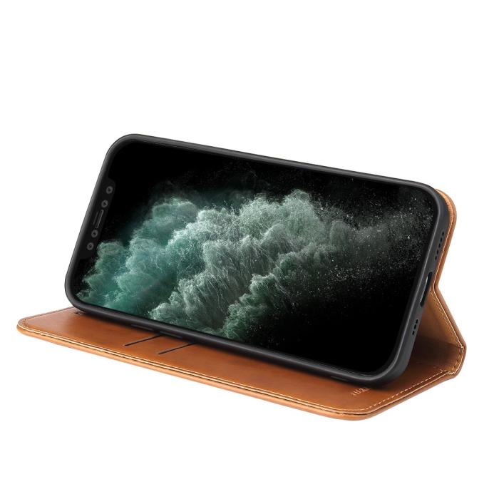 Bild 5, iPhone 13 Mini - Läder Flip Fodral - Brun