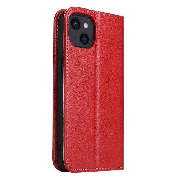 Bild 3, iPhone 13 Mini - Läder Flip Fodral - Röd
