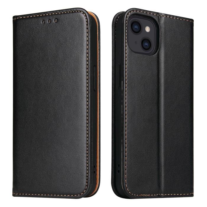 Bild 1, iPhone 13 Mini - Läder Flip Fodral - Svart