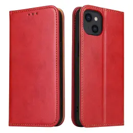 iPhone 13 Mini - Läder Flip Fodral - Röd