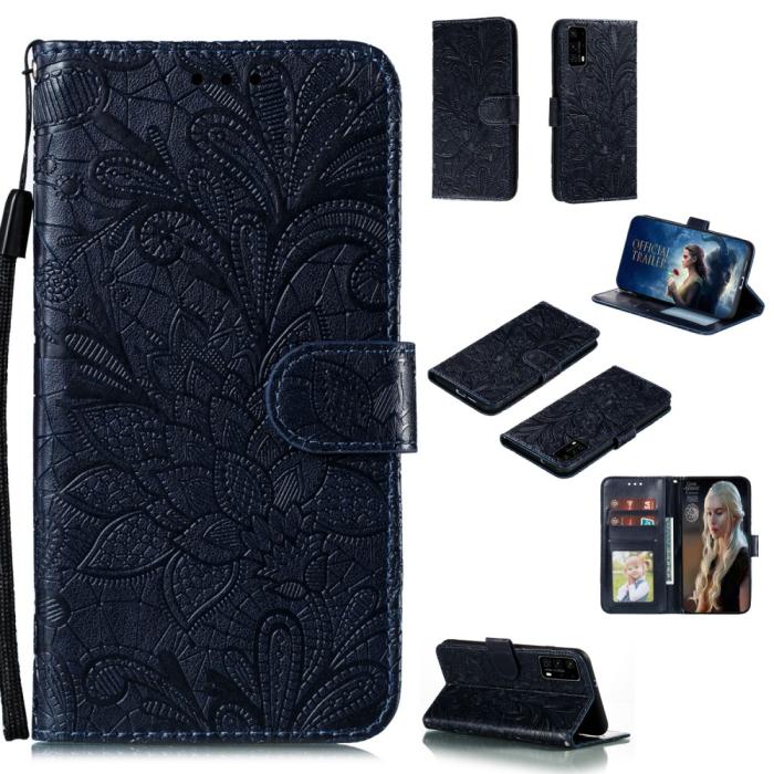 Bild 1, Huawei P40 - Blommigt Mönster - Mörk Blå