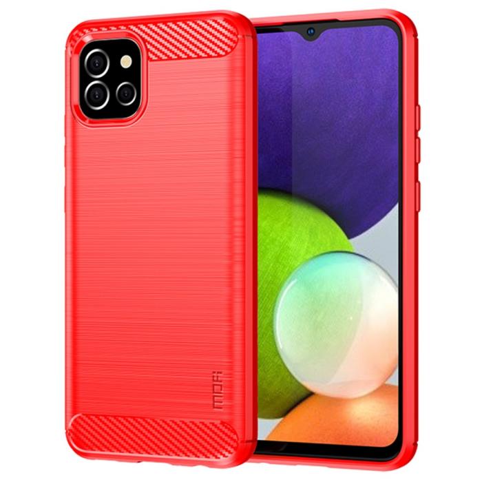 Bild 1, MOFI Samsung Galaxy A03 Skal Borstad Stål Textur Röd