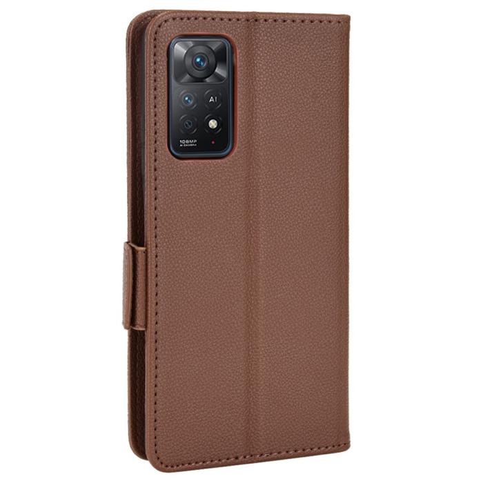 Bild 3, Xiaomi Redmi Note 11 Pro 5G Fodral Litchi Textur Brun