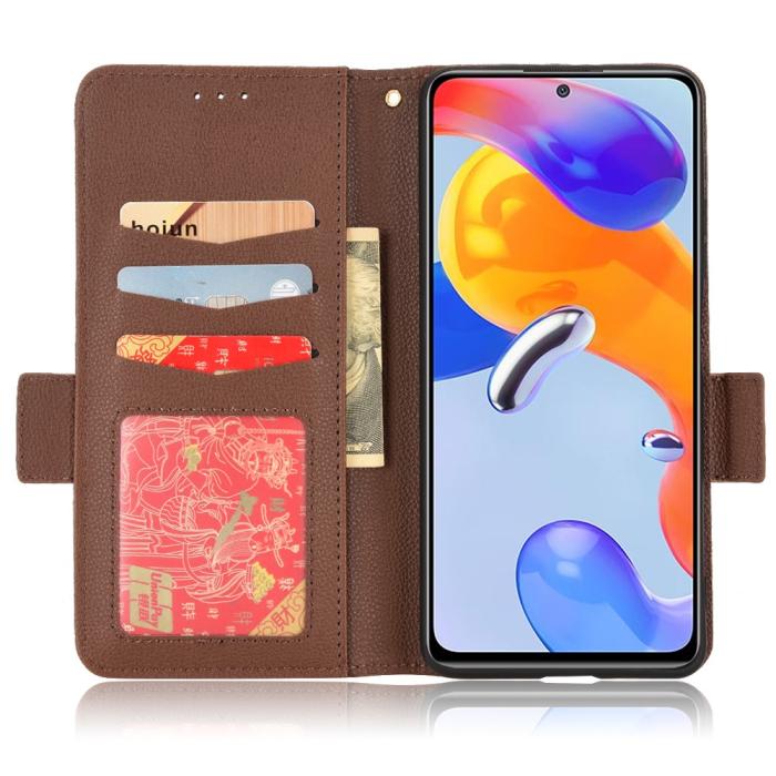 Bild 4, Xiaomi Redmi Note 11 Pro 5G Fodral Litchi Textur Brun