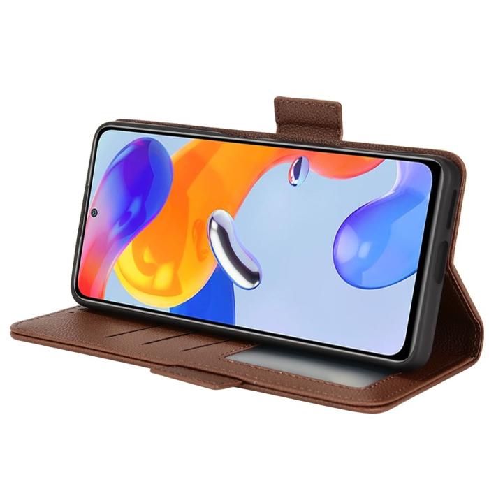Bild 5, Xiaomi Redmi Note 11 Pro 5G Fodral Litchi Textur Brun