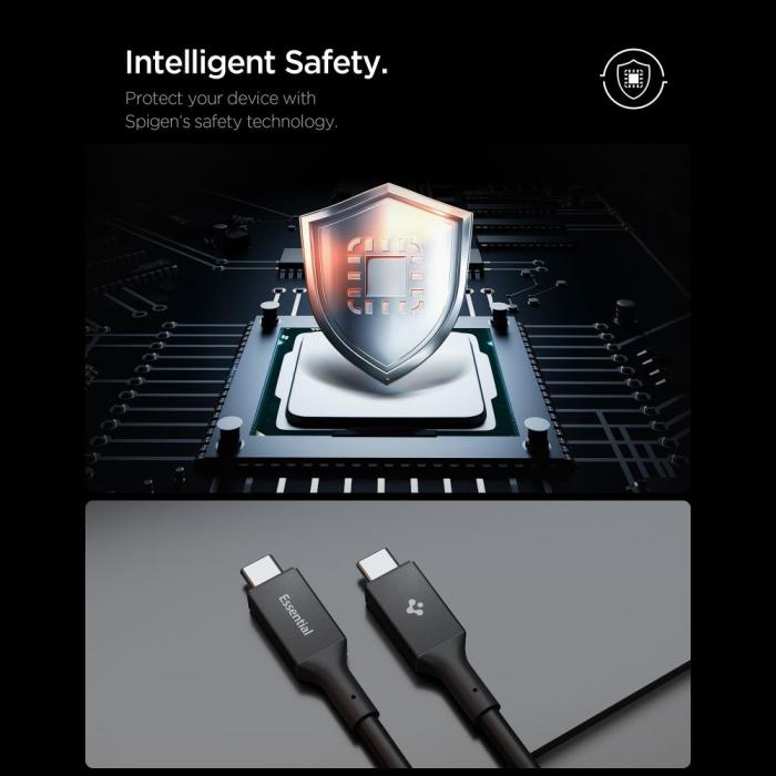 Bild 6, Spigen 2m 100W USB-C - USB-C Kabel Essential Svart