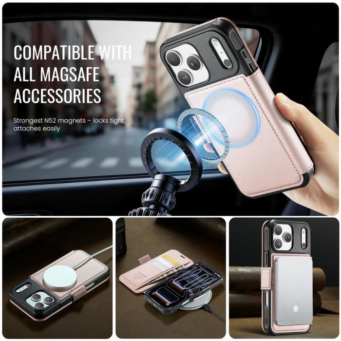 Bild 2, CASEME iPhone 17 Pro Max Skal RFID Plånbok Roséguld