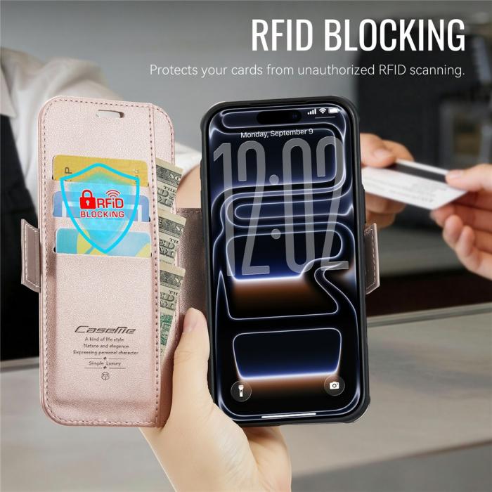 Bild 3, CASEME iPhone 17 Pro Max Skal RFID Plånbok Roséguld