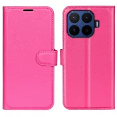 Xiaomi 17T Pro Fodral Litchi L&auml;der M&ouml;rk Rosa
