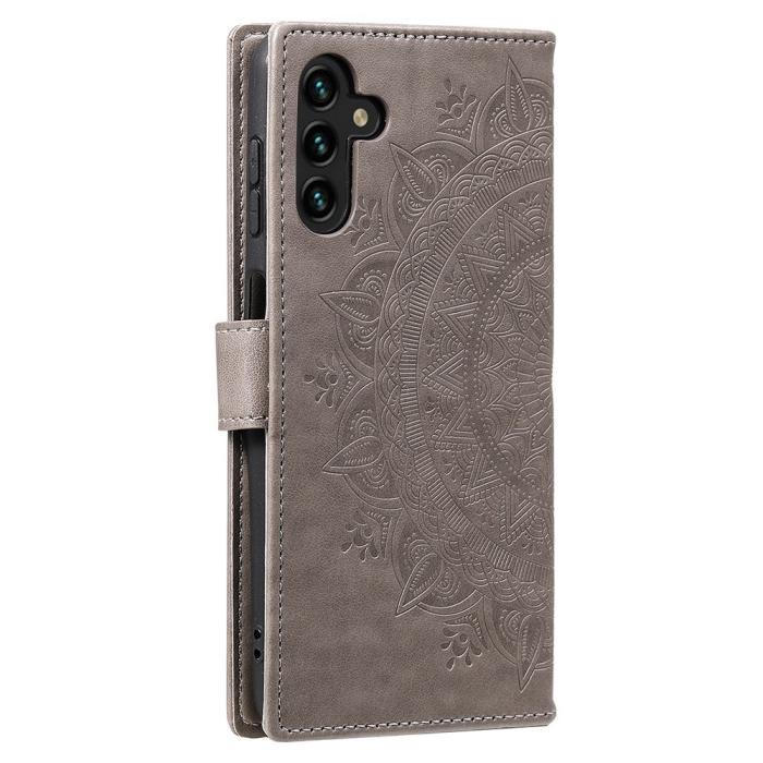 Bild 5, Samsung Galaxy A54 5G Fodral Mandala Läder Grå