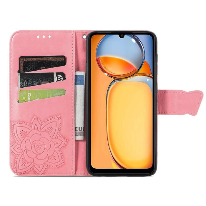 Bild 2, Xiaomi Redmi 13C 4G Fodral Big Butterfly Rosa