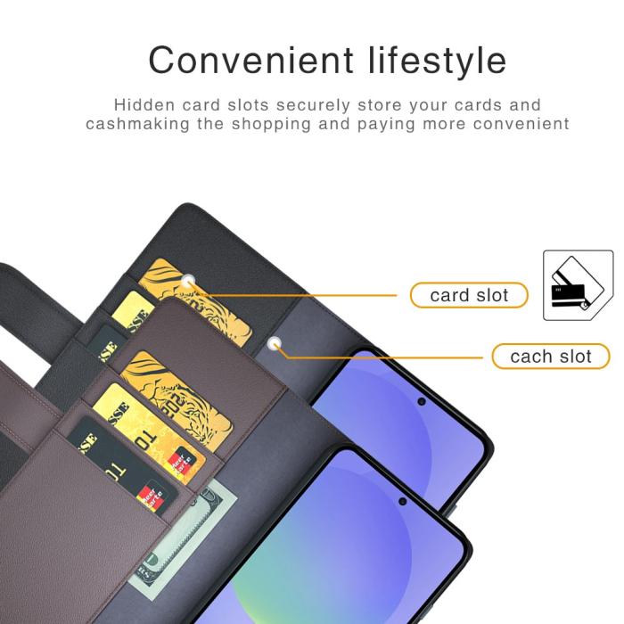 Bild 4, Samsung Galaxy A37 5G Fodral Premium Äkta Läder Svart