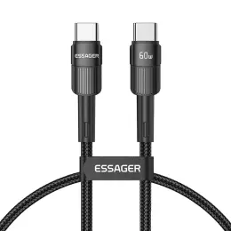 ESSAGER 1m 60W PD USB-C - USB-C Laddningskabel Svart