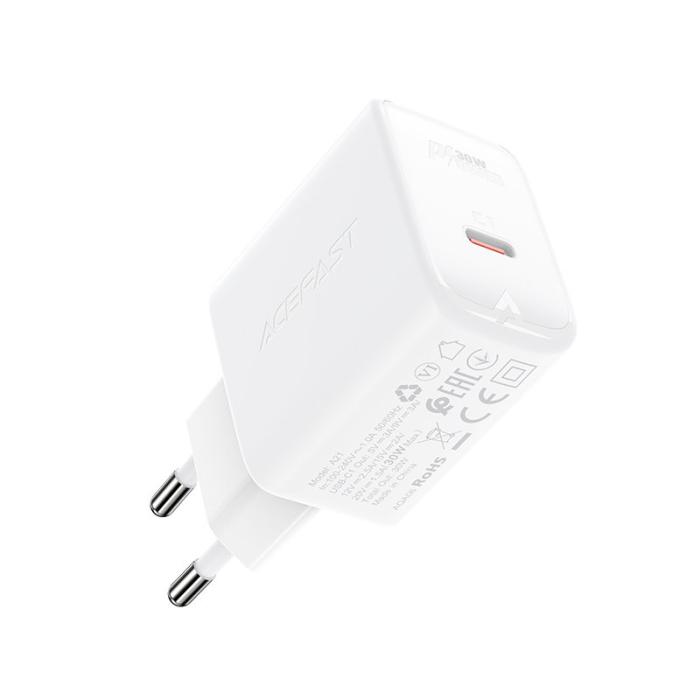 Bild 3, Acefast 30W GaN PD QC USB-C Väggladdare Vit