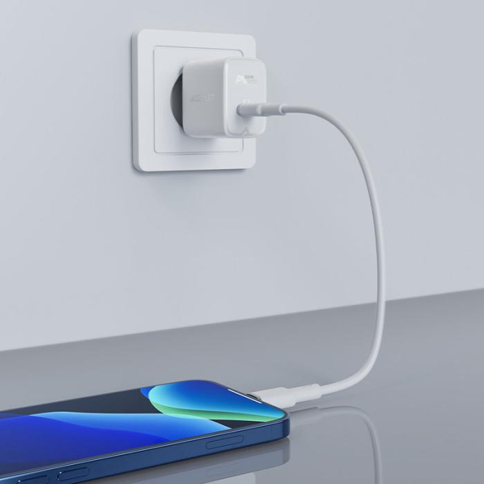 Bild 4, Acefast 30W GaN PD QC USB-C Väggladdare Vit