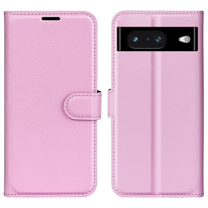 Bild 1, Google Pixel 8 Fodral Litchi Textur Ljus Rosa