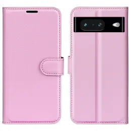 Google Pixel 8 Fodral Litchi Textur Ljus Rosa