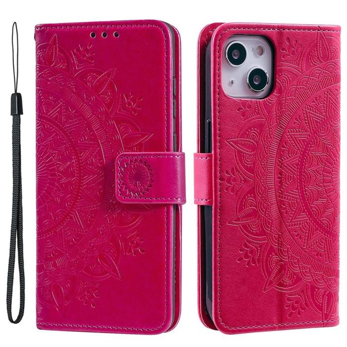 Bild 1, iPhone 15 Fodral Mandala Läder Rosa