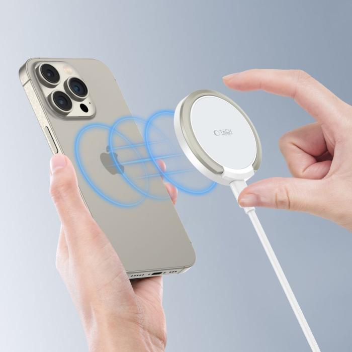 Bild 5, Tech-Protect 15W Qi Magnetisk MagSafe Laddare Trådlös Vit