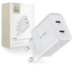 Tech-Protect 20W PD 2x USB-C V&auml;ggladdare Vit