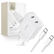 Tech-Protect 20W V&auml;ggladdare PD Inkl. USB-C Kabel Vit