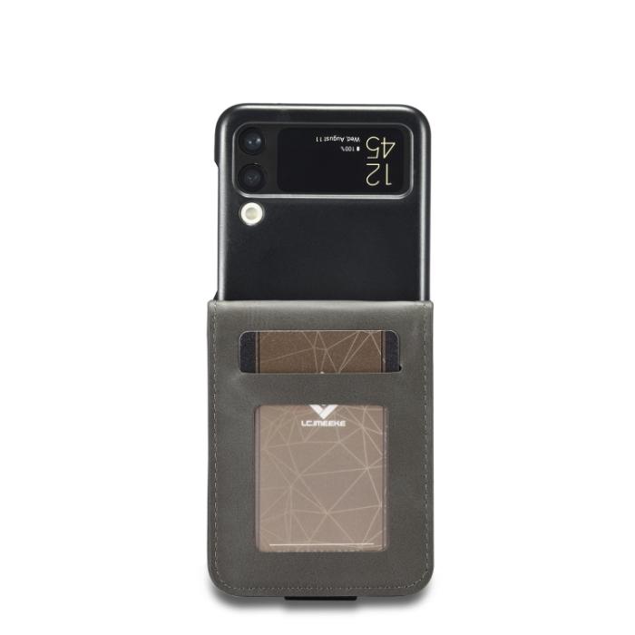 Bild 3, LC.IMEEKE Galaxy Z Flip 4 Fodral Läder Grå