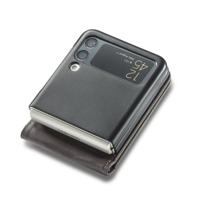 Bild 4, LC.IMEEKE Galaxy Z Flip 4 Fodral Läder Grå