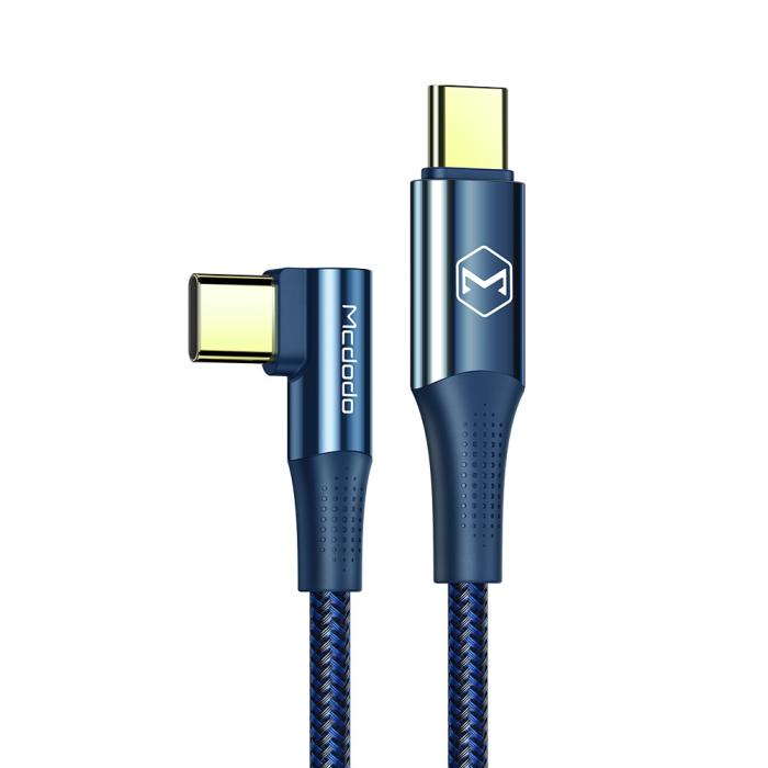 Bild 1, Mcdodo 1.2m 100W USB-C/USB-C Elbow Laddkabel Blå