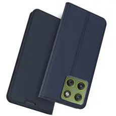 Motorola Edge 70 Fodral Flip L&auml;der Bl&aring;