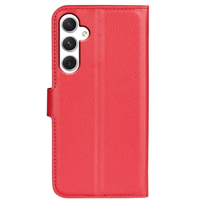 Bild 6, Samsung Galaxy S24 Fodral Litchi Läder Röd