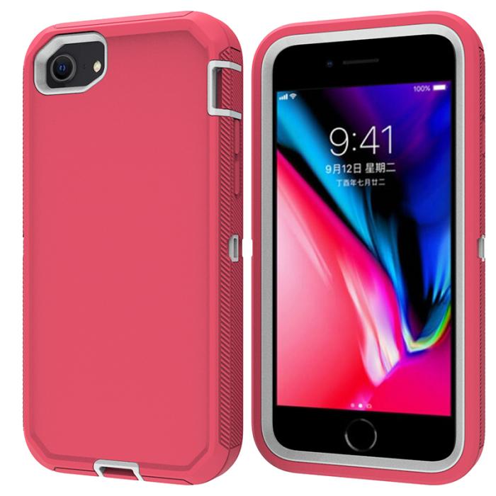 Bild 1, iPhone 7/8/SE (2020/2022) - Shockproof Hybrid Armor Skal - Rosa/Vit