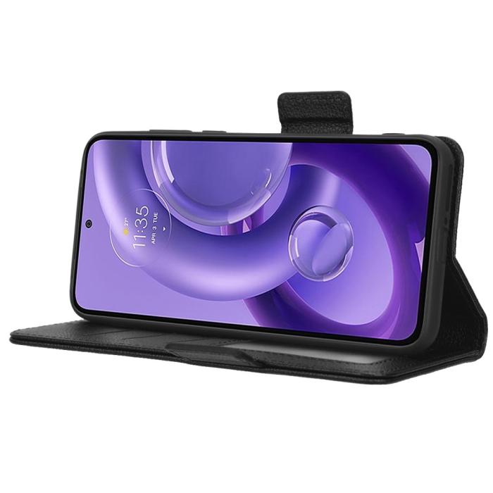 Bild 3, Motorola Edge 30 Neo Fodral Litchi Textur Svart