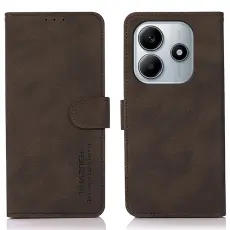 KHAZNEH Xiaomi Redmi Note 14 4G Fodral Retro L&auml;der Brun