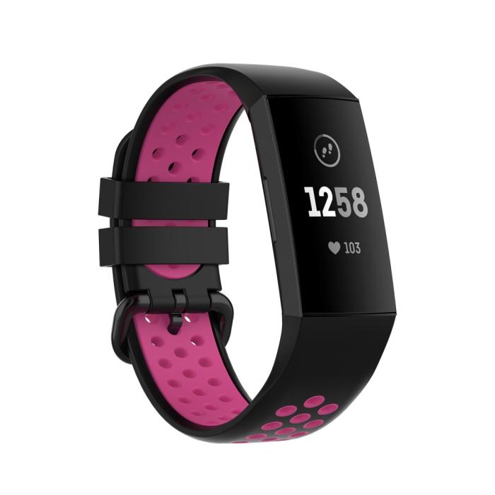 Bild 1, Fitbit Charge 4/3 Silikon Träningsarmband Svart/Rosa
