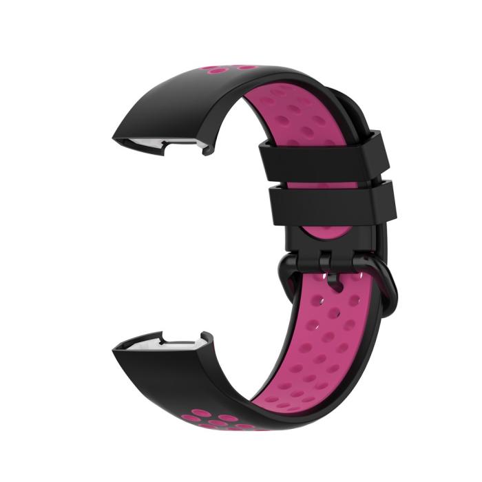 Bild 3, Fitbit Charge 4/3 Silikon Träningsarmband Svart/Rosa