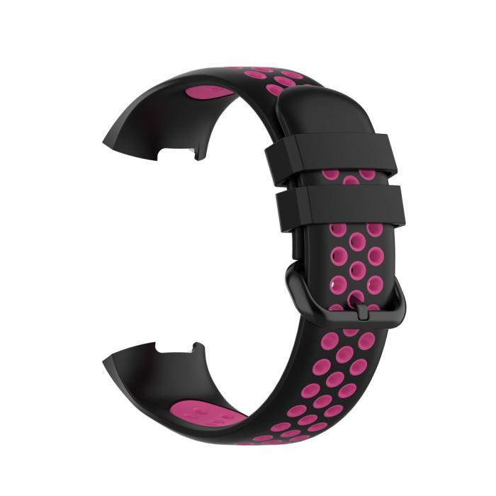 Bild 4, Fitbit Charge 4/3 Silikon Träningsarmband Svart/Rosa