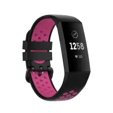 Fitbit Charge 4/3 Silikon Tr&auml;ningsarmband Svart/Rosa