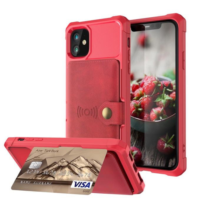 Bild 1, iPhone 12 Mini - Skal Med Magnetiskt Plånbok - Röd