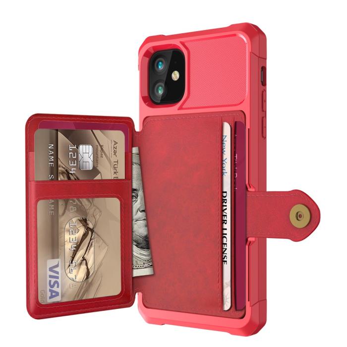 Bild 3, iPhone 12 Mini - Skal Med Magnetiskt Plånbok - Röd
