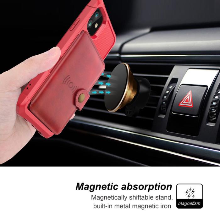 Bild 5, iPhone 12 Mini - Skal Med Magnetiskt Plånbok - Röd