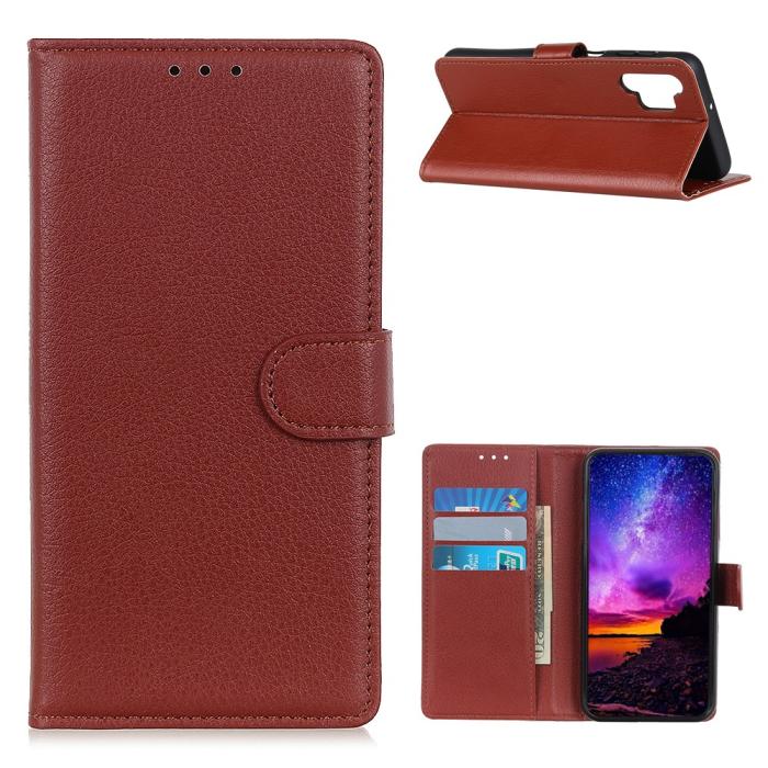 Bild 1, Samsung Galaxy A32 5G - Litchi Textur Fodral - Brun