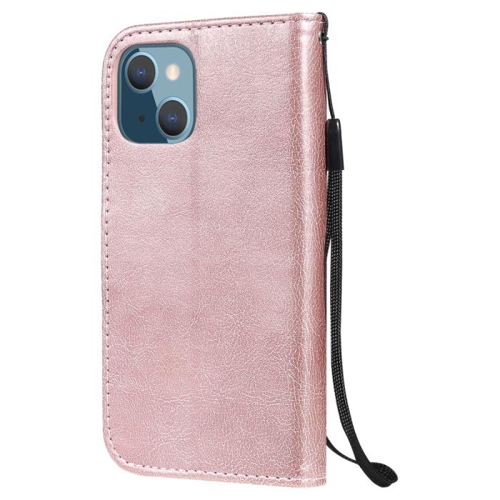 Bild 3, iPhone 13 Mini - Solid Läder Fodral - Roséguld